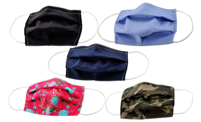 5-Pack Pleated Reusable Cotton Non-Medical Masks with Adjustable Nose Bridge DAILYHAUTE