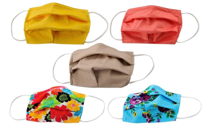 5-Pack Pleated Reusable Cotton Non-Medical Masks with Adjustable Nose Bridge DAILYHAUTE