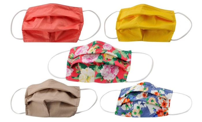 5-Pack Pleated Reusable Cotton Non-Medical Masks with Adjustable Nose Bridge DAILYHAUTE