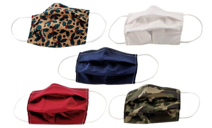 5-Pack Pleated Reusable Cotton Non-Medical Masks with Adjustable Nose Bridge DAILYHAUTE