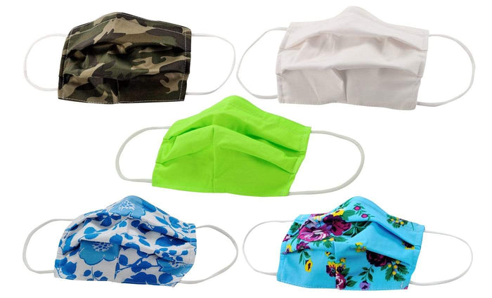 5-Pack Pleated Reusable Cotton Non-Medical Masks with Adjustable Nose Bridge DAILYHAUTE