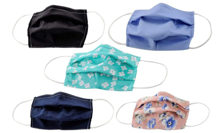 5-Pack Pleated Reusable Cotton Non-Medical Masks with Adjustable Nose Bridge DAILYHAUTE