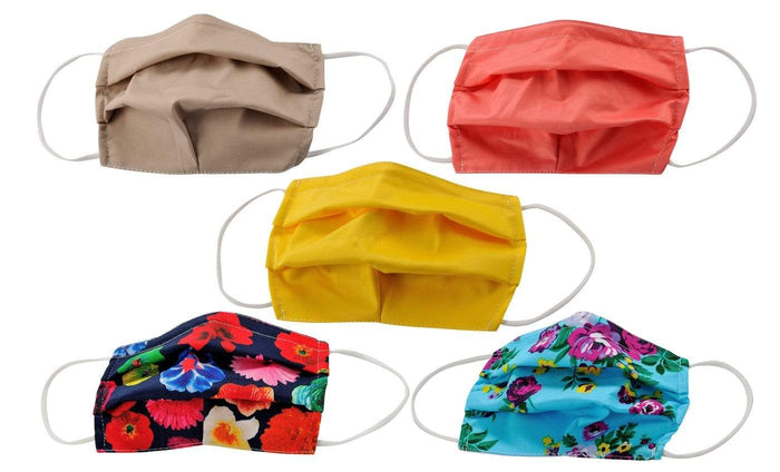 5-Pack Pleated Reusable Cotton Non-Medical Masks with Adjustable Nose Bridge DAILYHAUTE