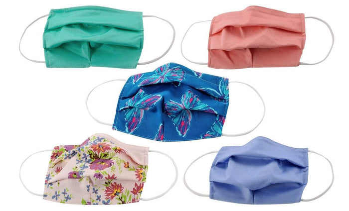 5-Pack Pleated Reusable Cotton Non-Medical Masks with Adjustable Nose Bridge DAILYHAUTE