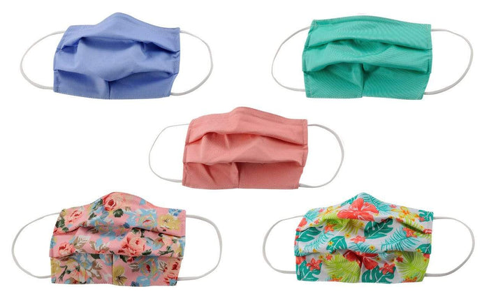 5-Pack Pleated Reusable Cotton Non-Medical Masks with Adjustable Nose Bridge DAILYHAUTE