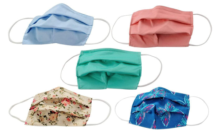 5-Pack Pleated Reusable Cotton Non-Medical Masks with Adjustable Nose Bridge DAILYHAUTE