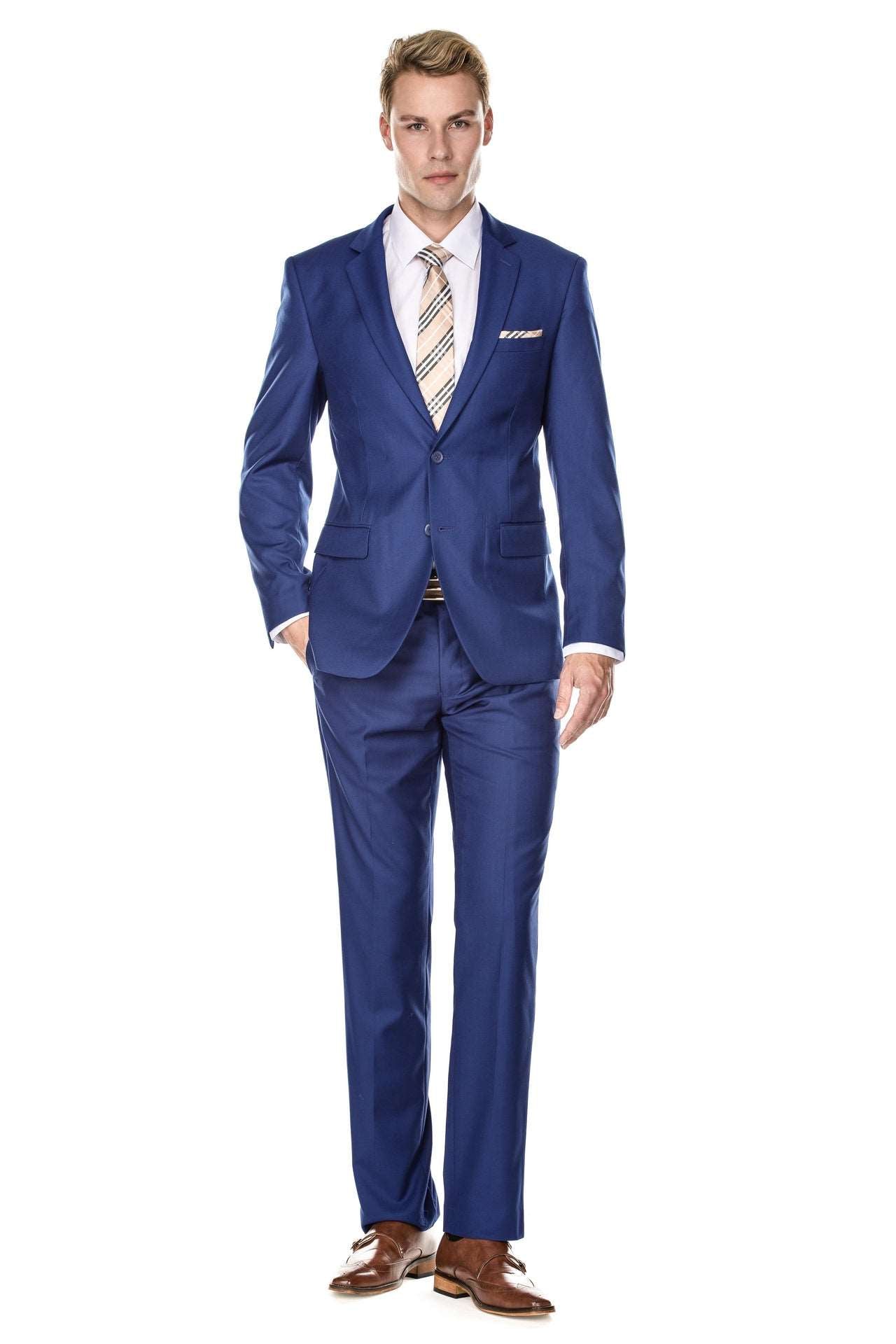 Braveman Men's Classic Fit 2PC Suits | Tan, Blue & Burgundy
