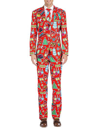 Braveman Men's Classic Fit Ugly Christmas Suits with Matching Tie DAILYHAUTE