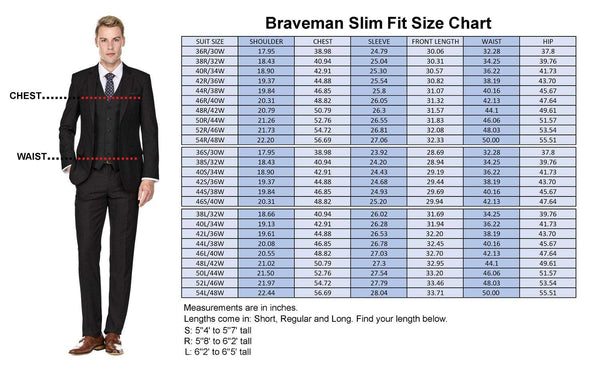 Braveman Men's Slim Fit 2-Piece Suit | Electric Blue, Charcoal & Burgundy