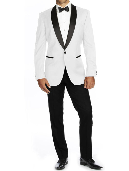 Braveman Men's Shawl Lapel Runway Tuxedo (Black, White, Burgundy) DAILYHAUTE