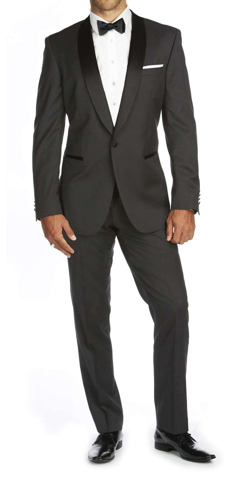 Braveman Men's Shawl Lapel Runway Tuxedo (Charcoal, Navy, Indigo) DAILYHAUTE