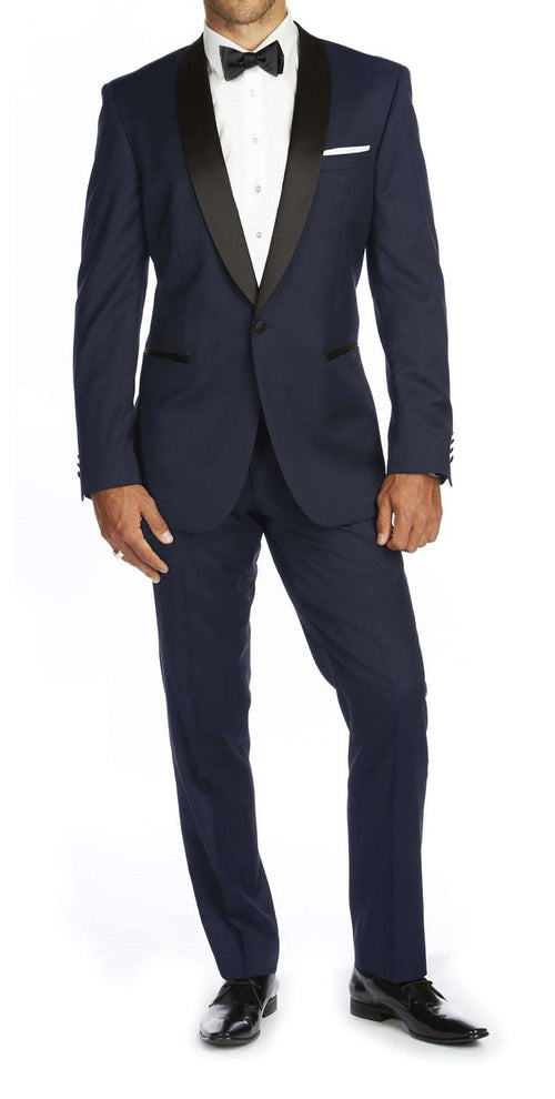 Braveman Men's Shawl Lapel Runway Tuxedo (Charcoal, Navy, Indigo) DAILYHAUTE
