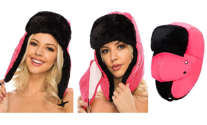 BravemanÂ Unisex Trapper Eskimo Fur-Lined Winter Hunting Hat with Ear Flaps and Removable Mask DAILYHAUTE