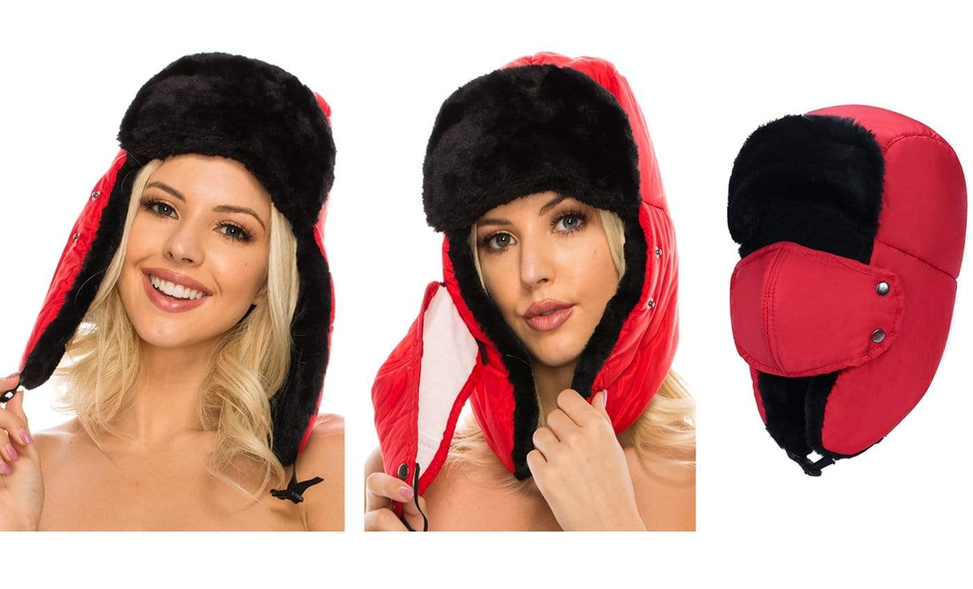 BravemanÂ Unisex Trapper Eskimo Fur-Lined Winter Hunting Hat with Ear Flaps and Removable Mask DAILYHAUTE