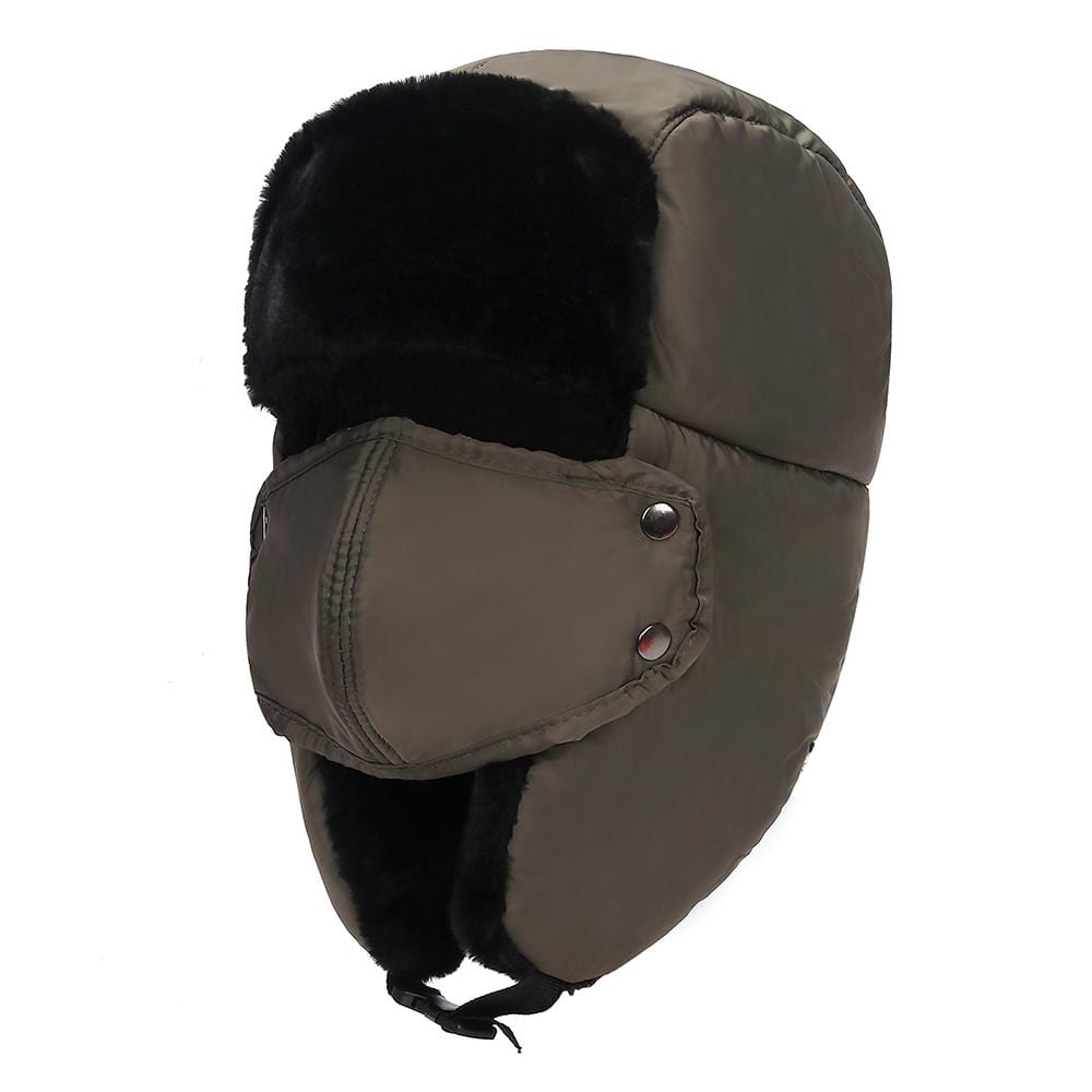 BravemanÂ Unisex Trapper Eskimo Fur-Lined Winter Hunting Hat with Ear Flaps and Removable Mask DAILYHAUTE