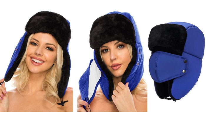 BravemanÂ Unisex Trapper Eskimo Fur-Lined Winter Hunting Hat with Ear Flaps and Removable Mask DAILYHAUTE