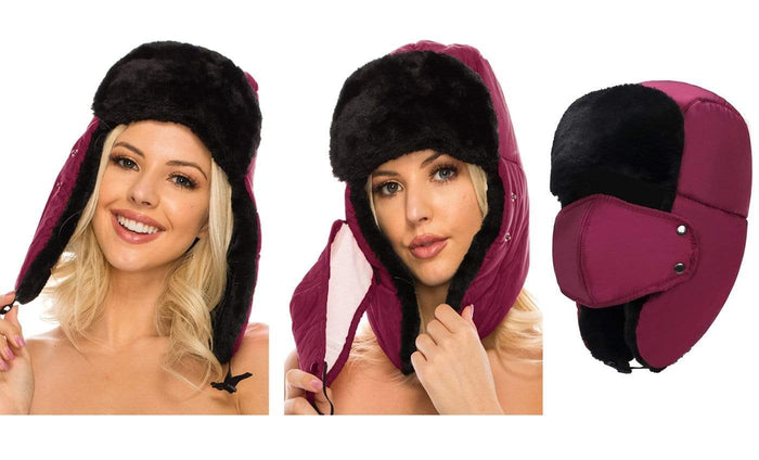 BravemanÂ Unisex Trapper Eskimo Fur-Lined Winter Hunting Hat with Ear Flaps and Removable Mask DAILYHAUTE