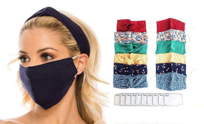 Fashion Fabric Reusable Mask with Adjustable Earloops with Matching Headband and 10 Free Filters DAILYHAUTE