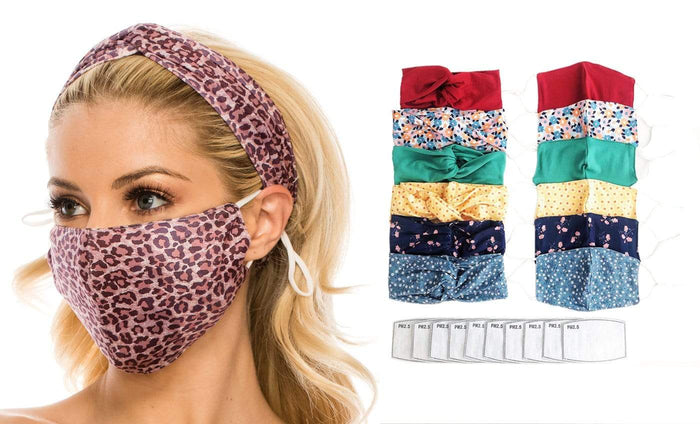 Fashion Fabric Reusable Mask with Adjustable Earloops with Matching Headband and 10 Free Filters DAILYHAUTE