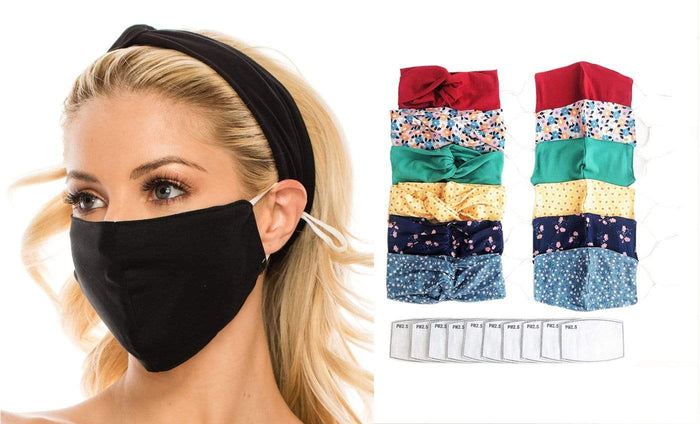 Fashion Fabric Reusable Mask with Adjustable Earloops with Matching Headband and 10 Free Filters DAILYHAUTE