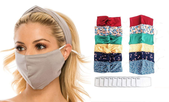 Fashion Fabric Reusable Mask with Adjustable Earloops with Matching Headband and 10 Free Filters DAILYHAUTE