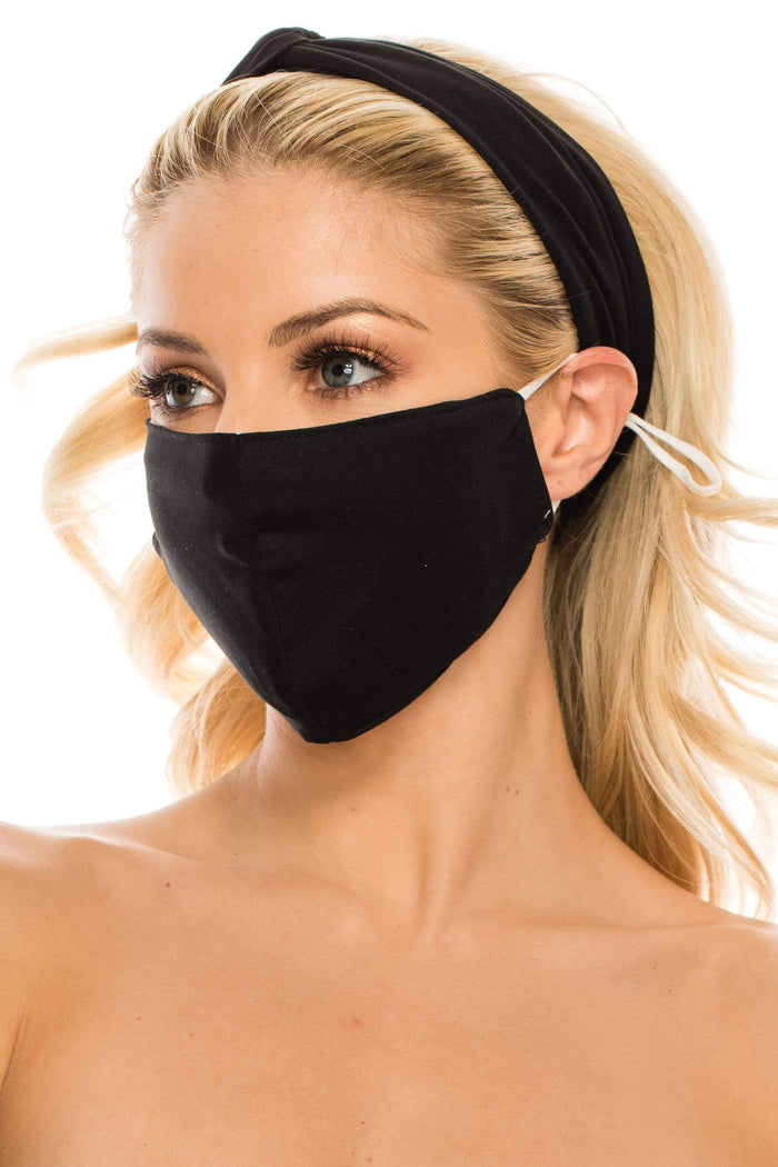 Fashion Fabric Reusable Mask with Adjustable Earloops with Matching Headband and 10 Free Filters DAILYHAUTE