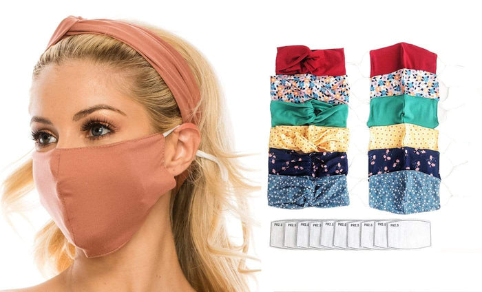 Fashion Fabric Reusable Mask with Adjustable Earloops with Matching Headband and 10 Free Filters DAILYHAUTE