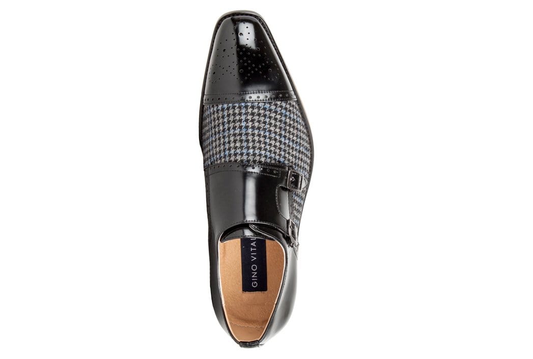 Gino Vitale Double Monk Strap Houndstooth Medallion Cap Toe Dress Shoes Brown / 7.5 Gino Vitale Double Monk Strap Houndstooth Medallion Cap Toe Dress Shoes Brown / 7.5