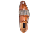 Gino Vitale Double Monk Strap Houndstooth Medallion Cap Toe Dress Shoes DAILYHAUTE