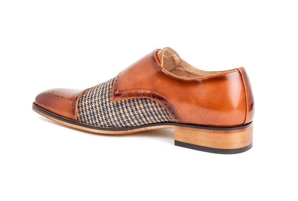 Gino Vitale Double Monk Strap Houndstooth Medallion Cap Toe Dress Shoes DAILYHAUTE
