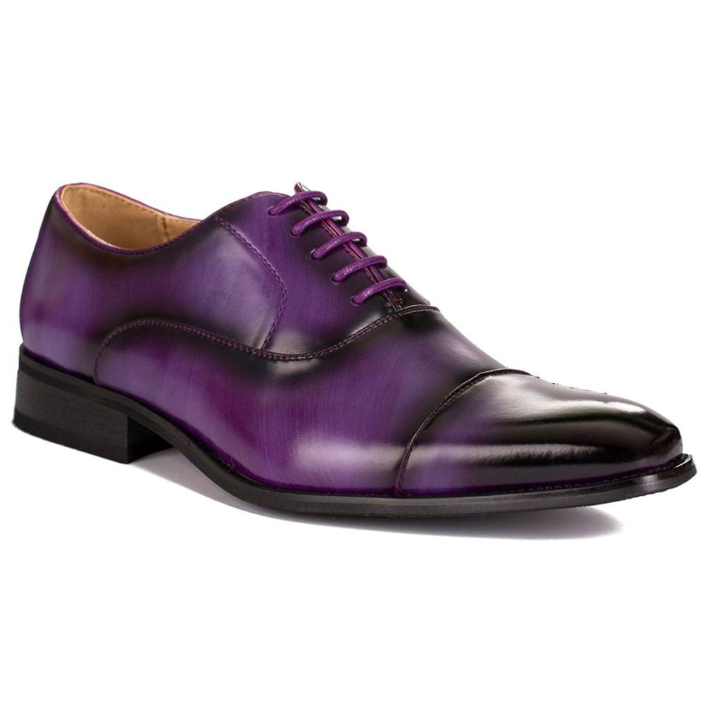 dark purple dress shoes Gino Vitale Men's Lace-Up Cap Toe Dress Shoes