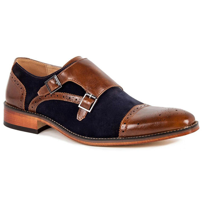 Gino Vitale Men's Double Monk Strap Two-Tone Loafer DAILYHAUTE