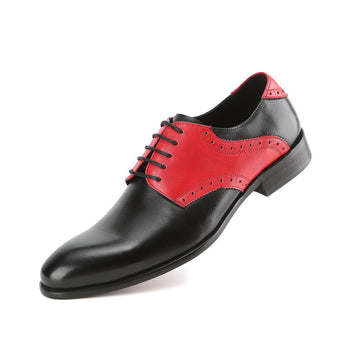 Men's Handcrafted Genuine Leather Brogue Contrast Dress Shoes