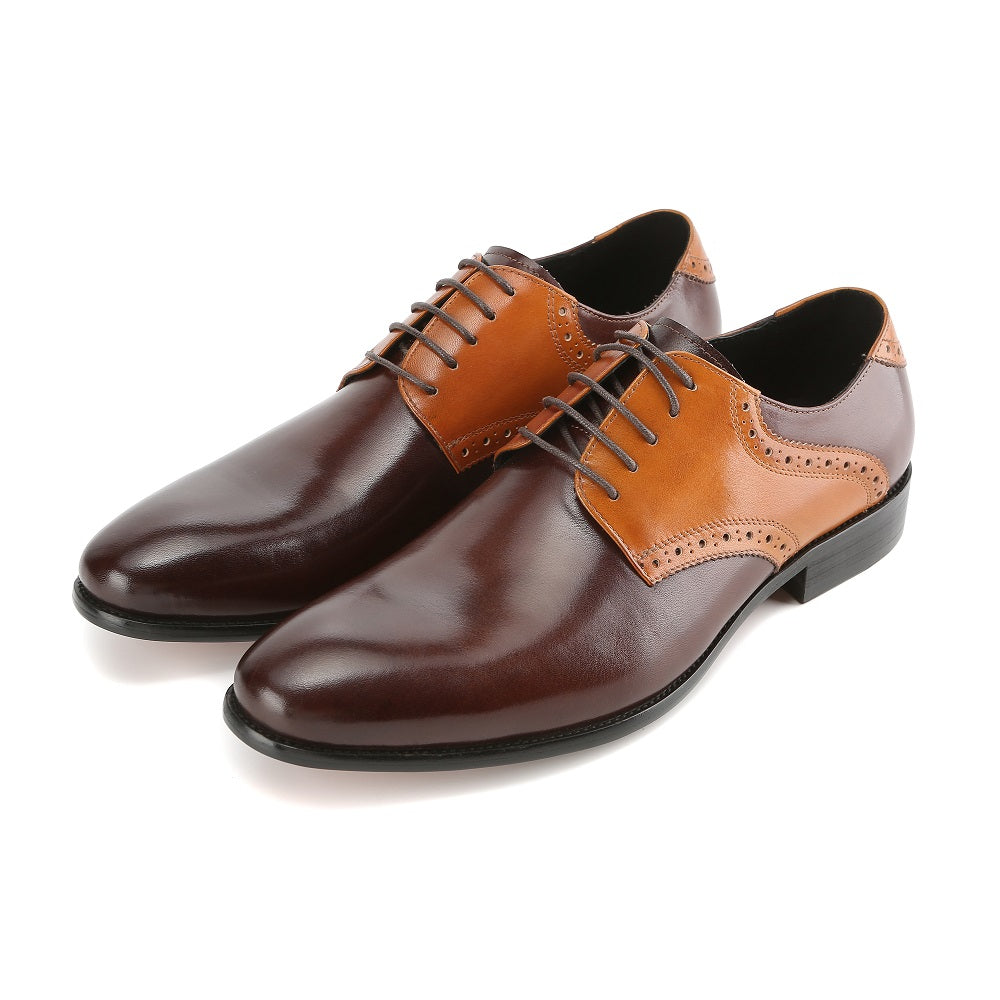 Gino Vitale Men's Handcrafted Genuine Leather Brogue Contrast Dress Shoe DAILYHAUTE