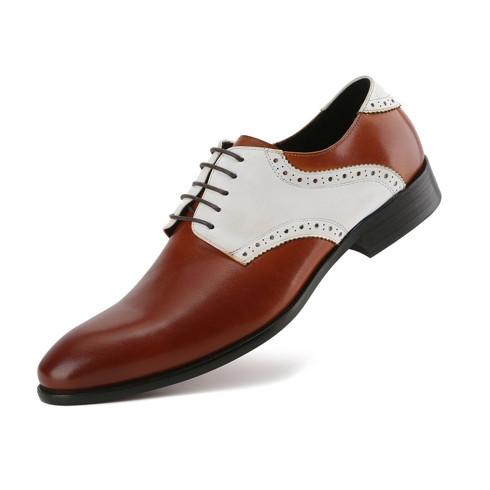 Gino Vitale Men's Handcrafted Genuine Leather Brogue Contrast Dress Shoe DAILYHAUTE