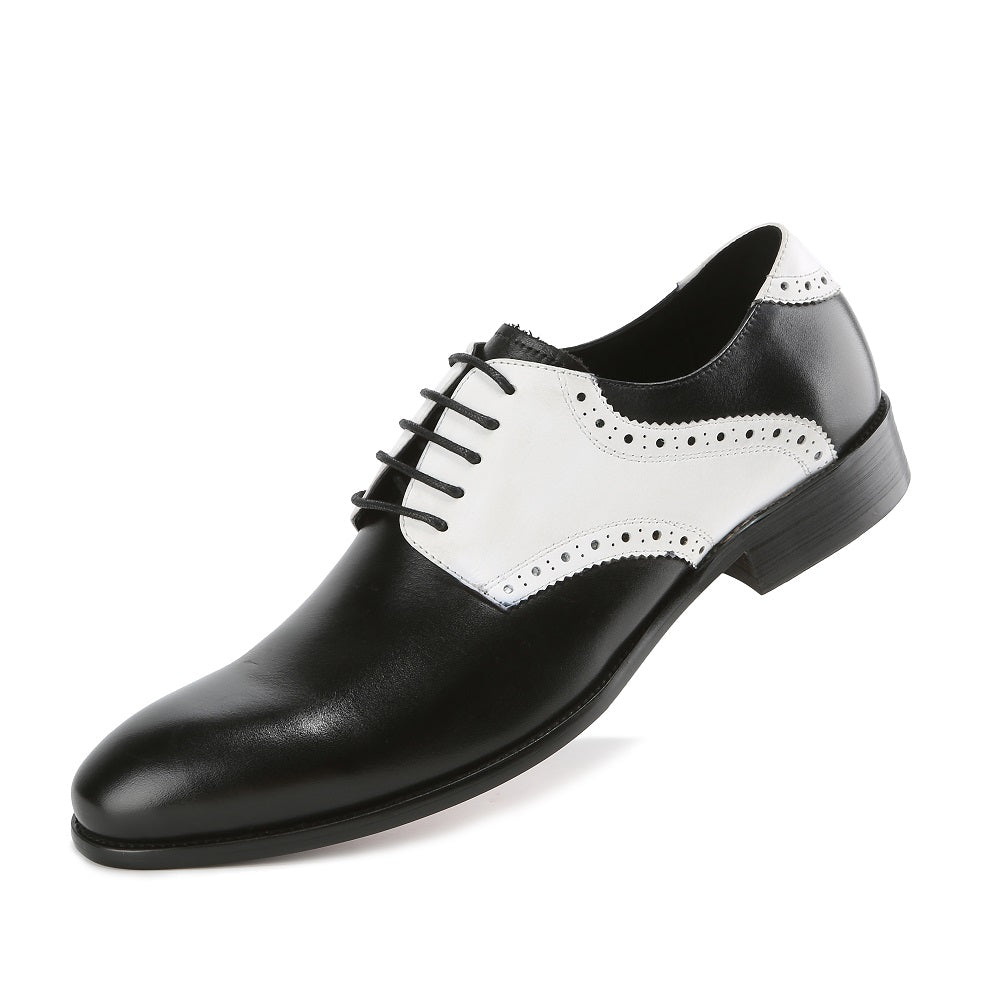 Handcrafted Genuine Leather Brogue Contrast Dress Shoes