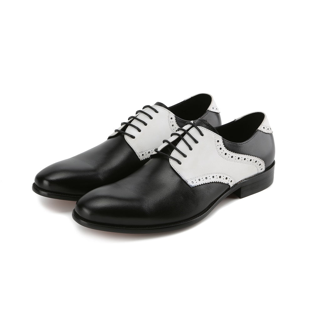 Gino Vitale Men's Handcrafted Genuine Leather Brogue Contrast Dress Shoe DAILYHAUTE