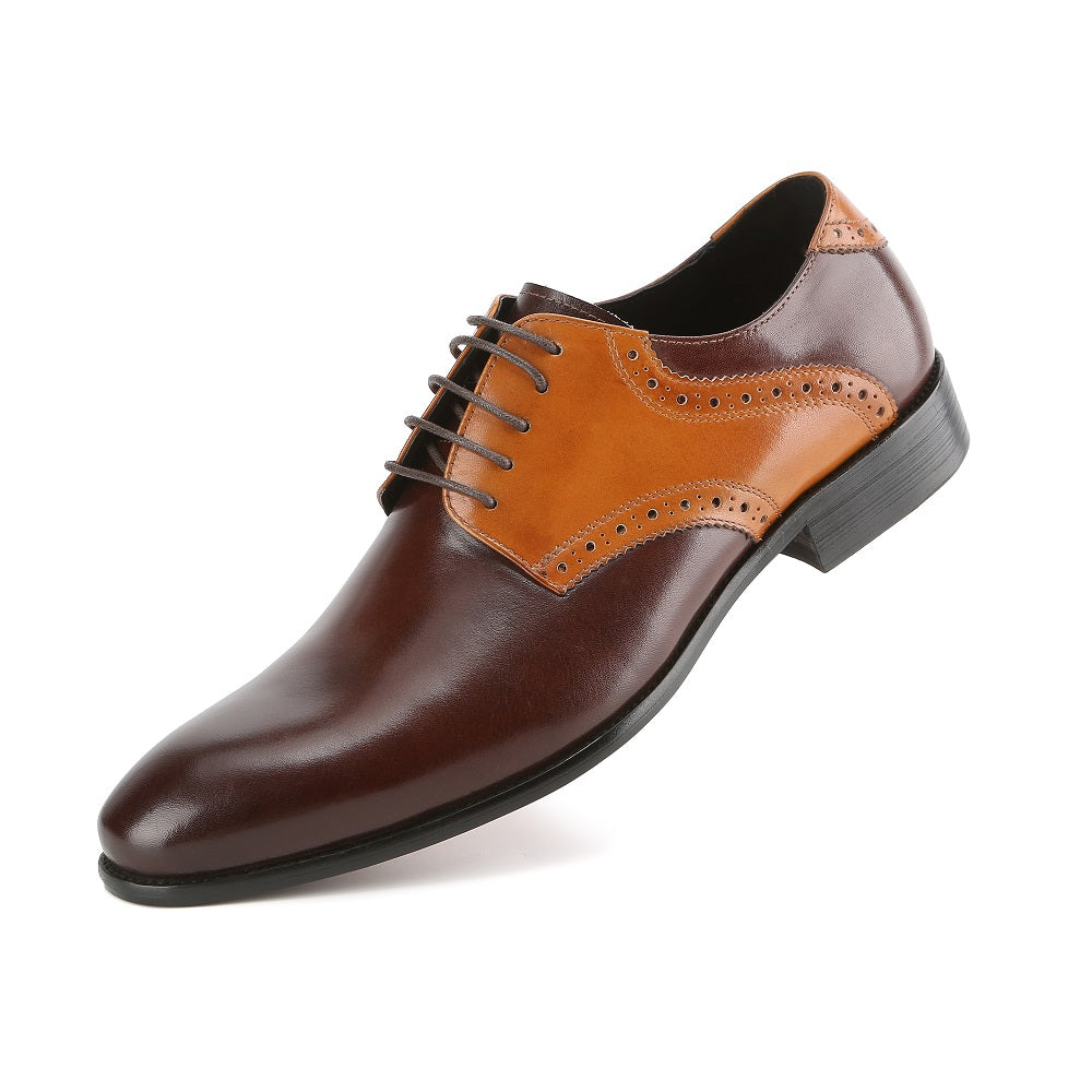 Gino Vitale Men's Handcrafted Genuine Leather Brogue Contrast Dress Shoe DAILYHAUTE