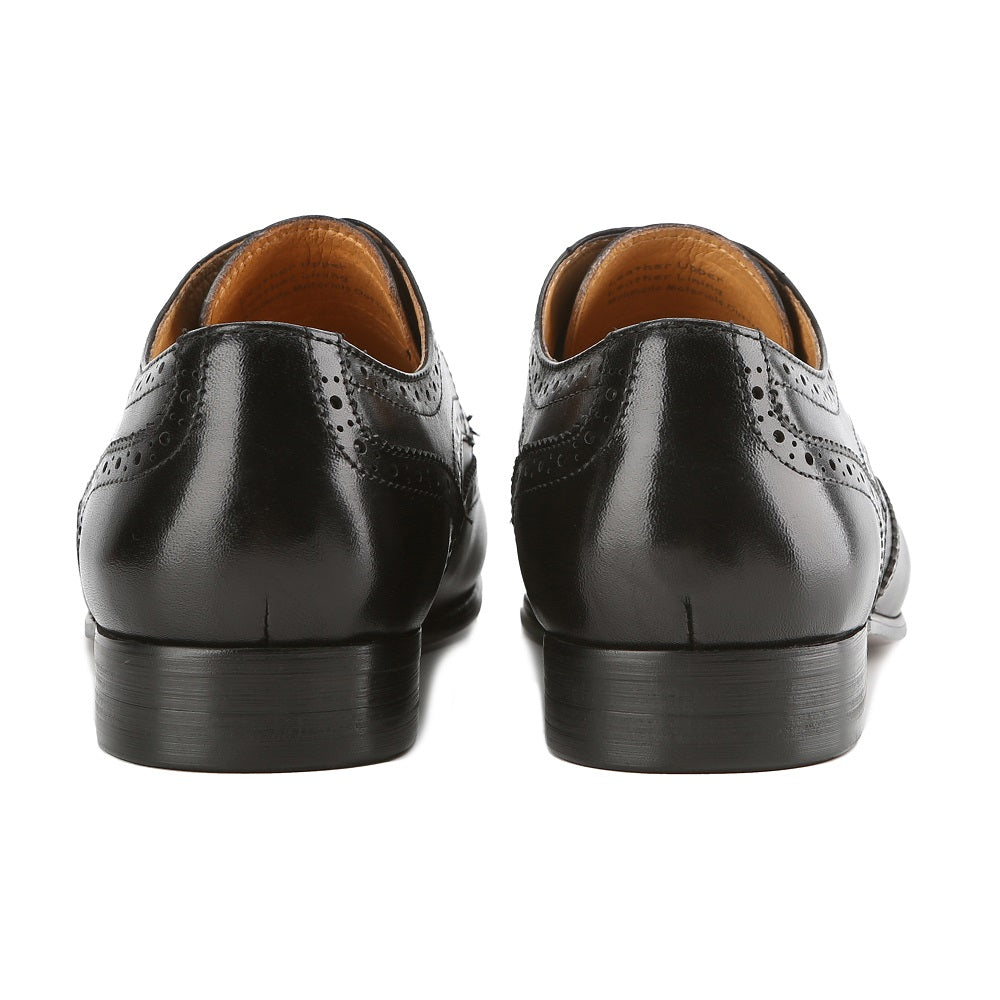 Gino Vitale Men's Handcrafted Genuine Leather Brogue Wingtip Medallion Dress Shoe DAILYHAUTE