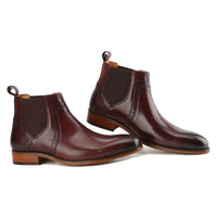 Gino Vitale Men's Handcrafted Genuine Leather Chelsea Brogue Dress Boot DAILYHAUTE