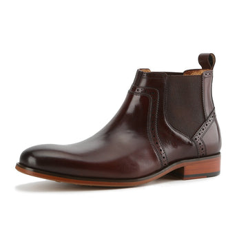 Men's Handcrafted Genuine Leather Chelsea Brogue Dress Boots