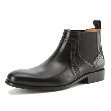 Men's Handcrafted Genuine Leather Chelsea Brogue Dress Boots