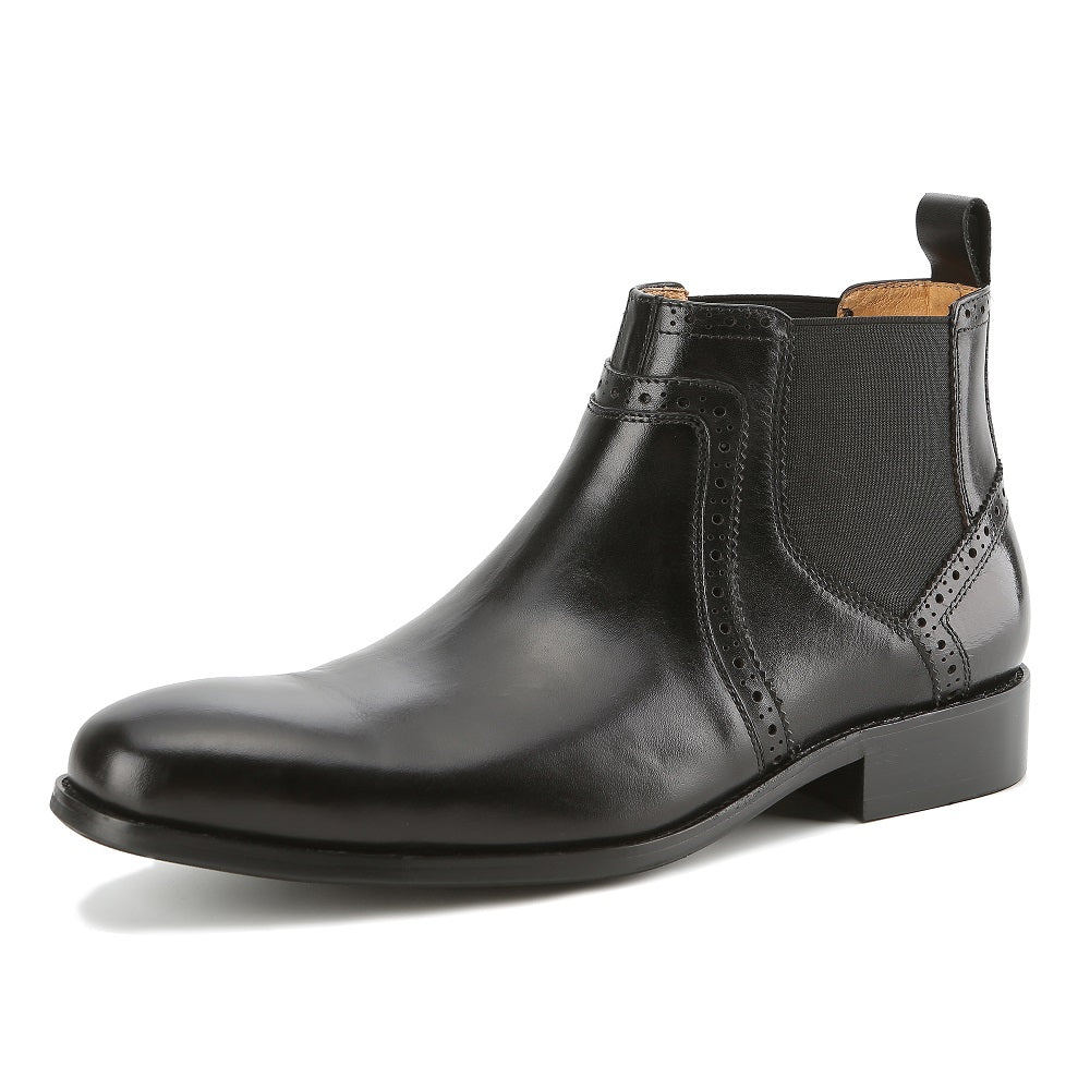Handcrafted Genuine Leather Chelsea Brogue Dress Boots