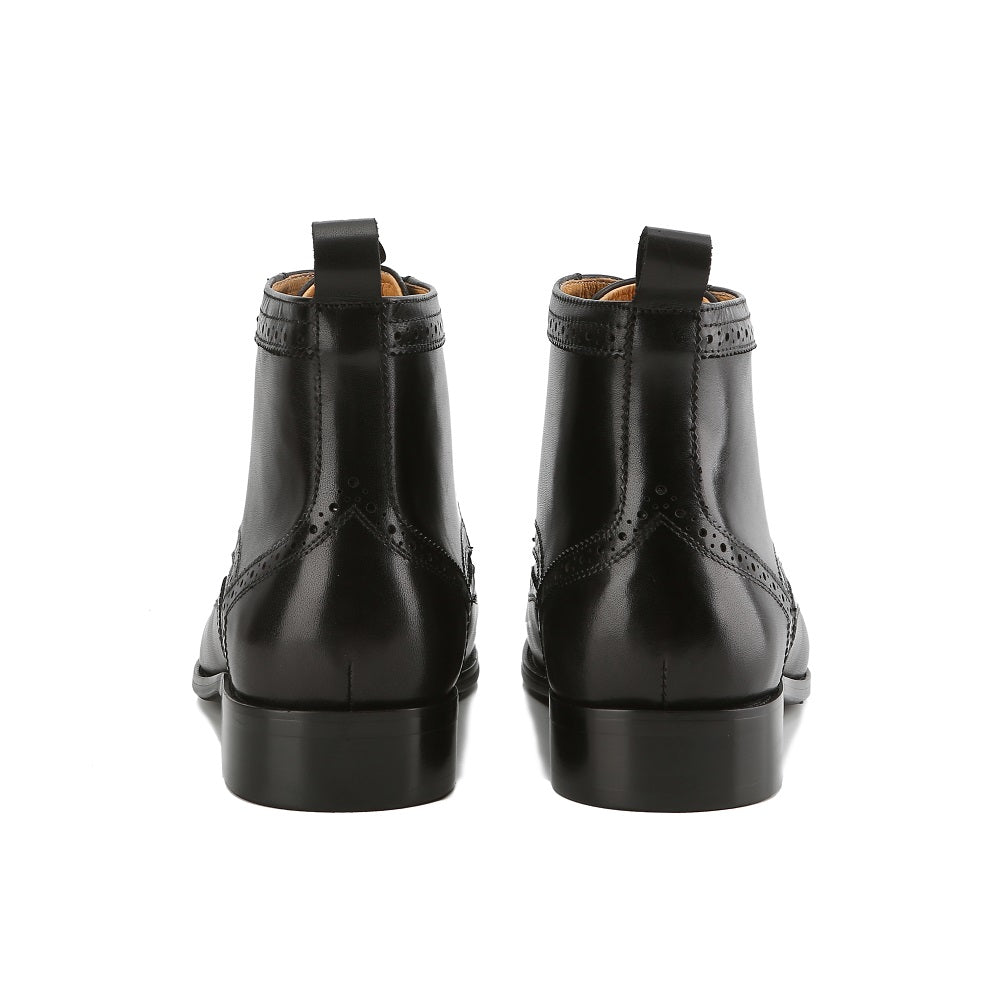 Gino Vitale Men's Handcrafted Genuine Leather Lace-Up Brogue Dress Boot DAILYHAUTE