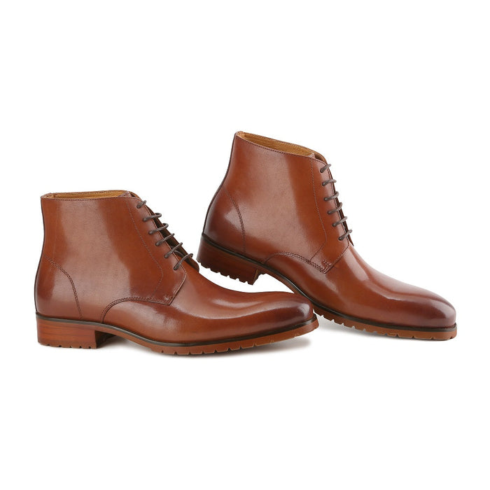 Gino Vitale Men's Handcrafted Genuine Leather Lace-Up Dress Boot DAILYHAUTE