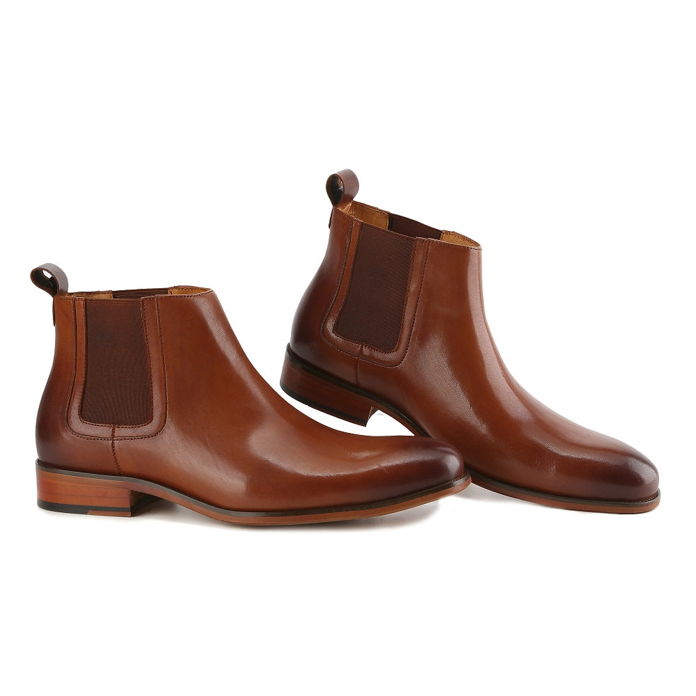 Gino Vitale Men's Handcrafted Genuine Leather Pull-On Chelsea Gore Dress Boot DAILYHAUTE