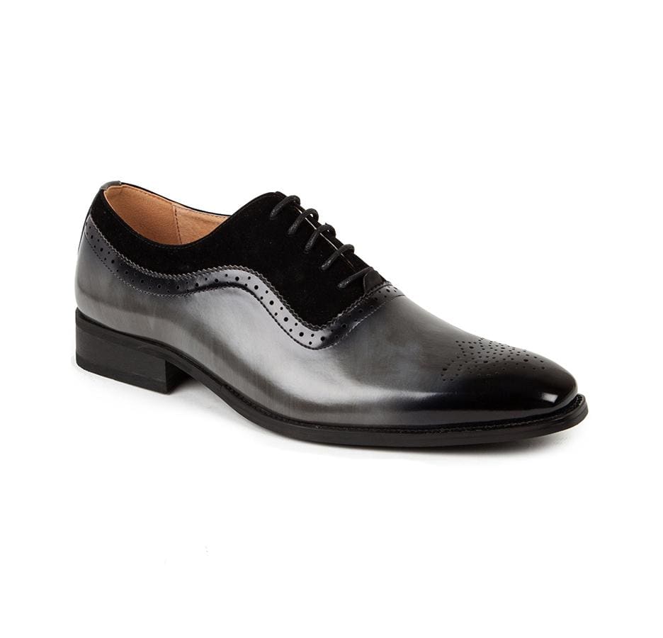 Gino Vitale Men's Lace Up Medallion Toe Dress Shoes DAILYHAUTE