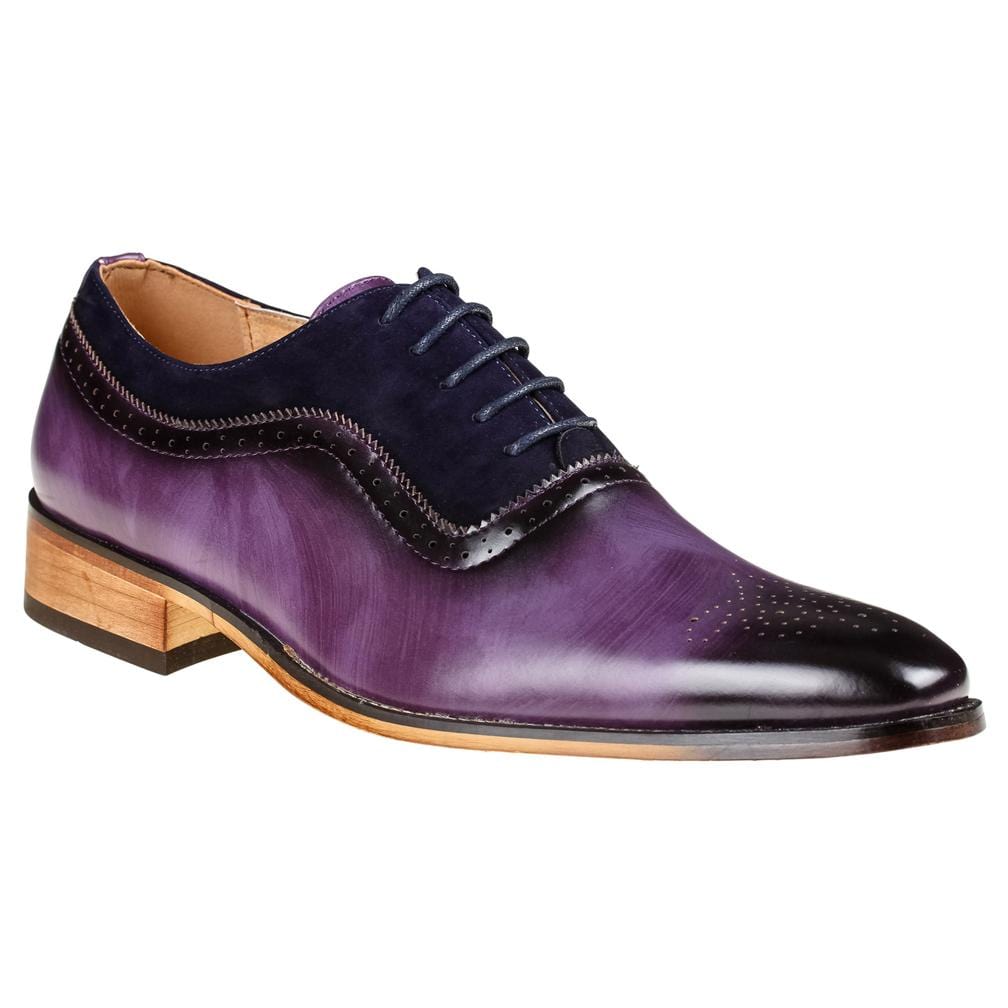 Gino Vitale Men's Lace Up Medallion Toe Dress Shoes DAILYHAUTE