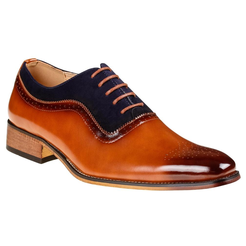 Gino Vitale Men's Lace Up Medallion Toe Dress Shoes DAILYHAUTE