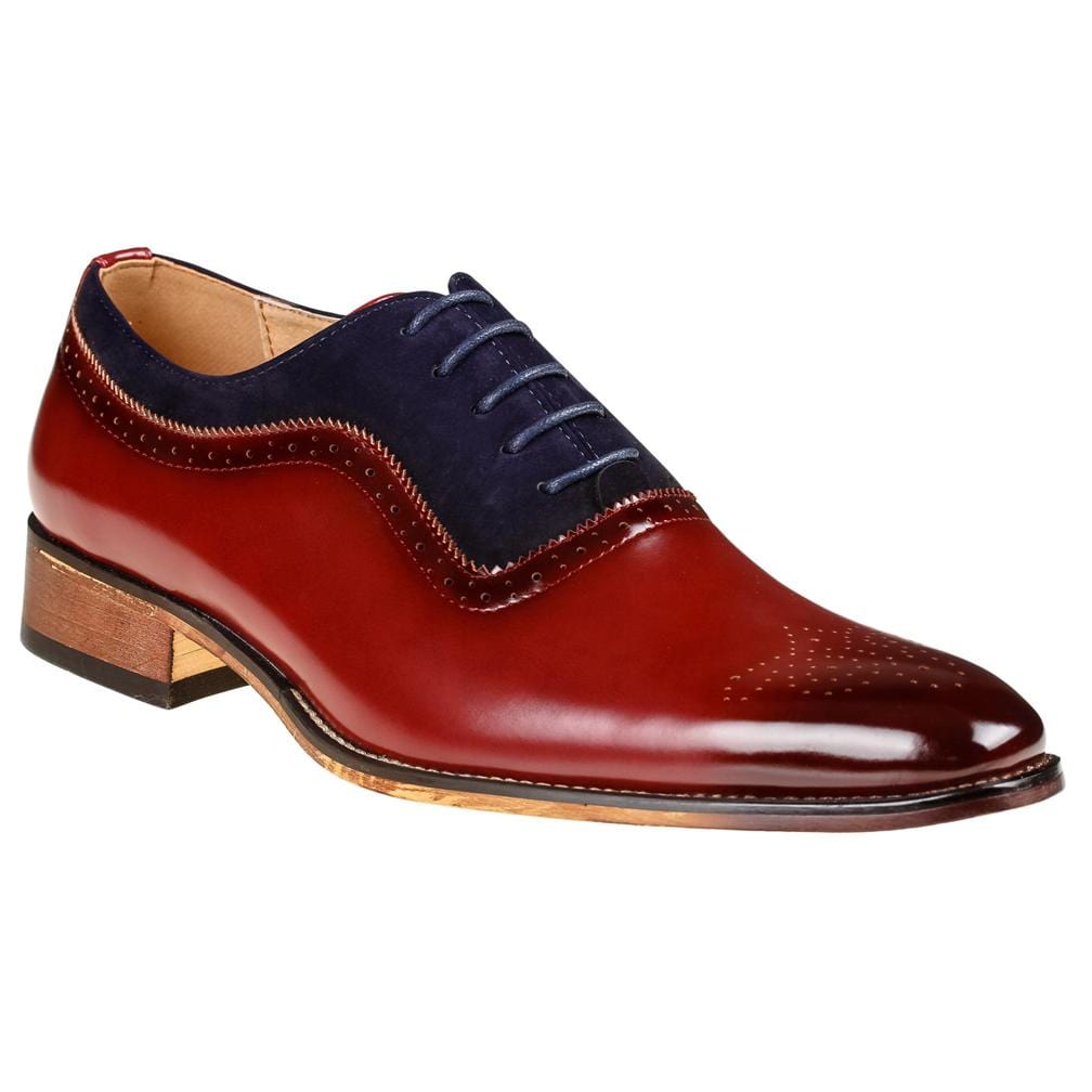 Gino Vitale Men's Lace Up Medallion Toe Dress Shoes DAILYHAUTE